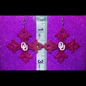 Designer Cross Oklahoma Sooners OU logo earrings